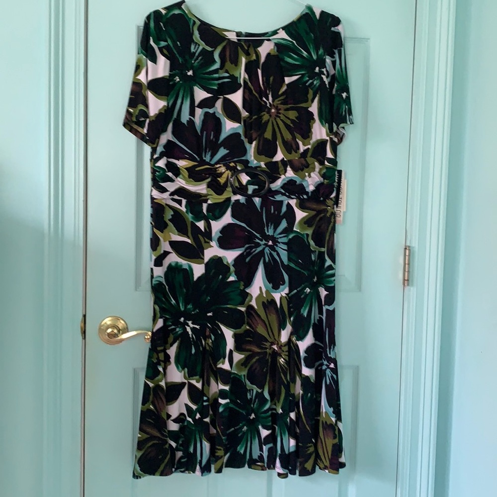 Julian Taylor Green Flower Printed Dress Size 14W